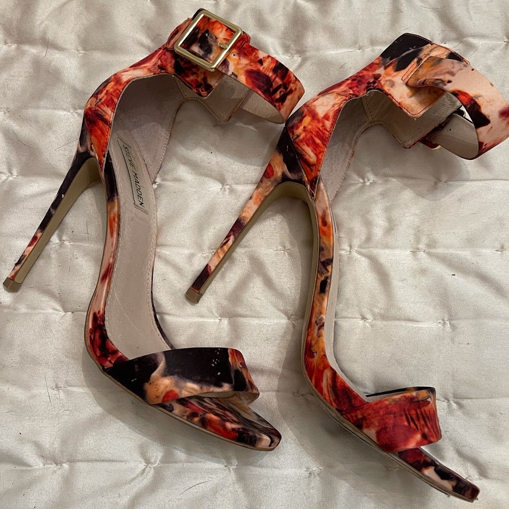 Steve Madden Floral Ankle Strap Heels